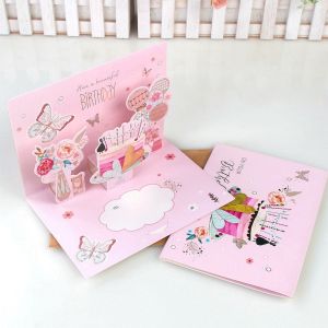{SG Local} Creative 3D Pop-Up Birthday Card for Children Birthday Party Handwritten Greeting Card