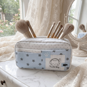 IEFE5 Cream Color Cat Pattern Pencil Case Large Capacity Polka Dot Stationery Organizer Fashion Practical Multi-Layer Pen Bag Students