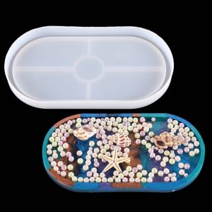 Cetakan Resin Coaster Tray Besar Bulat Oval Tatakan Gelas Alas Piring Bentuk Lonjong Bahan Silicone Karet Silikon Lentur Elastis Anti Lengket Mudah Dilepas