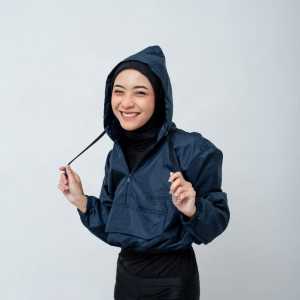 GRACIOUSTYLE-Jaket Olahraga Wanita Model Crop Ringan Untuk Aktifitas Olahraga Lari Warna HitaM