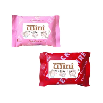 Combo 10 Gói Khăn ướt Mini Max Cool 8 tờ siêu đáng yêu- Hàng chính hãng màu ngẫu nhiên