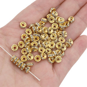 ลูกปัดอวกาศโลหะพลอยคริสตัลลูกปัดที่เว้นระยะแบบหลวมสำหรับต่างหูสร้อยข้อมือสร้อยคอพวงกุญแจเครื่องประดับแบบทำมืออุปกรณ์เสริมในการทำเครื่องประดับ