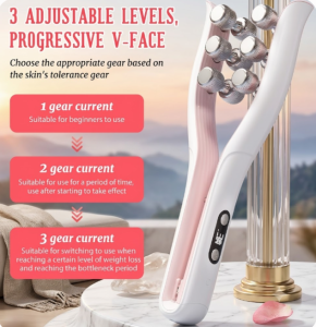 3D V-Face Roller Beauty Device EMS Microcurrent Facial Massager Double-Sided Chin Line Jawline Slimming & Firming Skin