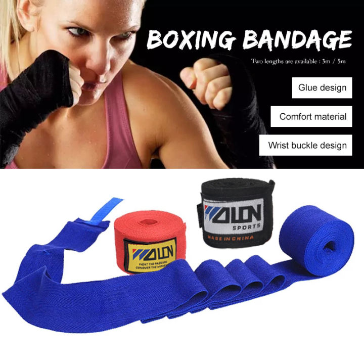 1PCS 5M/3M 100% Cotton Boxing Strap Bandage Velcro Hand Gloves