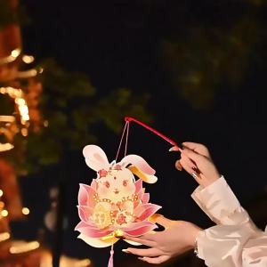 Mid-Autumn Festival lanterns paper lanterns handmade diy DIY Material Kit Cartoon Mid-Autumn Festival Lantern Childrens Handheld Lantern