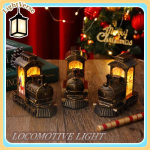 Locomotive Christmas Light Vintage Xmas Desktop Night Light Battery Operated Warm Lighting Holiday Decoration Xmas Party