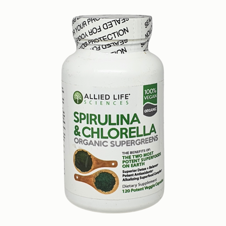 Allied Life Spirulina & Chlorella Organic Supergreens Supplement 120 