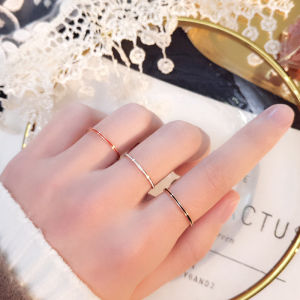 【EONMIR】1mm Very Thin Middle Drop Colors Stainless Steel Ring Fashion Simple Korean Style