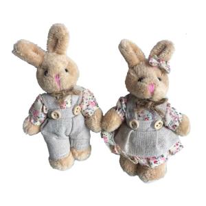 2 PCS Plush Bear/Rabbit Keychains Stuffed Animals Ornaments Pendant Plush Dolls Keychains Plush Material for Couples