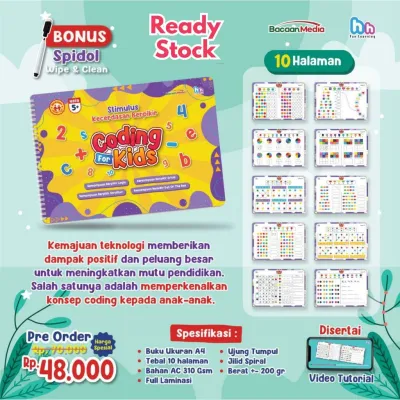 [Ready Stock] Coding For Kids Stimulus Kecerdasan Berpikir Koding Untuk Anak - Brain Gym Bacaan Media [ Bassa Books Bassabooks ]