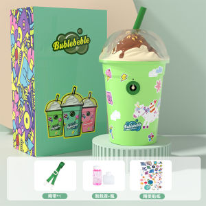 TEMI Electric Bubble Machine Cartoon Milk Tea Cup Bubble Machine Lighting Music Automatic Bubble Blowing Toy Bubble Machine