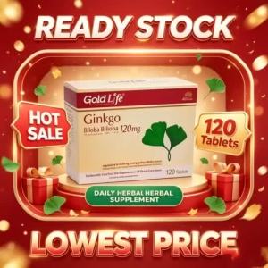 Gold Life Ginkgo Biloba 120mg120Tablets Standardized GBE Daily Body Circulation Wellness Supplement