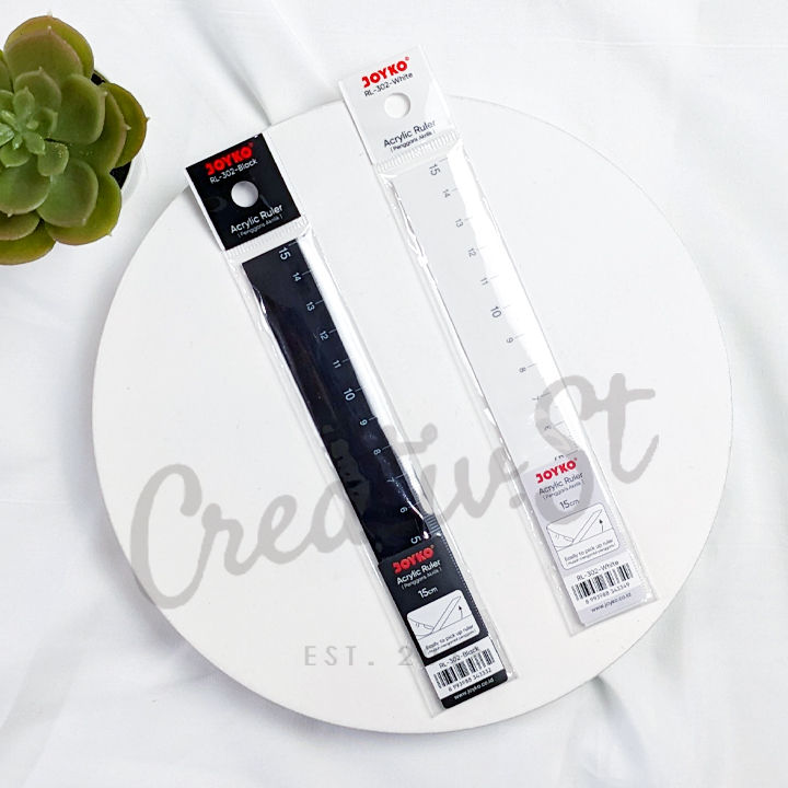 Joyko Penggaris Akrilik RL-302 15 cm Acrylic Ruler Black White