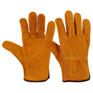 【Hot】 1 Pair Wear-Resistant Cowhide Work Gloves Leather Workers Work Welding Safety Protection For Garden Sports Motorcycle Driver Gloves