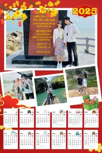 Lịch treo tường 2025 nẹp ống sáo hoặc ép gỗ miễn phí thiết kế theo yêu cầu