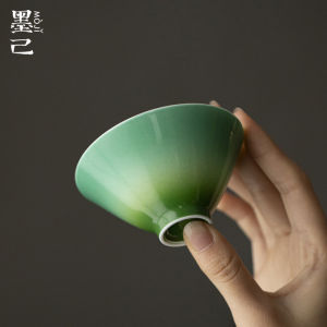 墨己醒春集翡翠绿陶瓷斗笠杯功夫茶具家用主人杯白瓷品茗杯茶杯