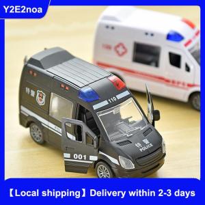 【Local shipping】 Hospital Rescue Ambulance Metal Cars Model Pull Back Sound And Light Alloy Diecast Car Toys For Children Boys Gifts