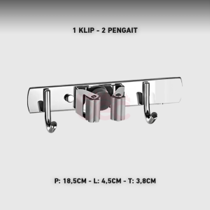 [BEC] Penjepit Gantungan Sapu Pel Dinding Stainless 304 SUS Anti Karat / Kapstok Gantungan Kamar Mandi / Holder Hook Kail Sapu Pel