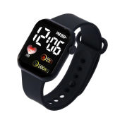 ollecc Electronic Watch Luminous Square Dial Waterproof Adjustable Comfortable Precise Time Heart Print Kids LED Digital Sport Wrist Watch for Daily Wear Stylish Electronic Wrist