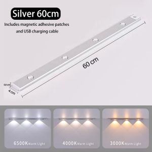 Motion Sensor Light for Bedroom 3 Color Magnetic USB Recharge Wirless Led Light Strip for Wardrobe Cabinet Study Lamp