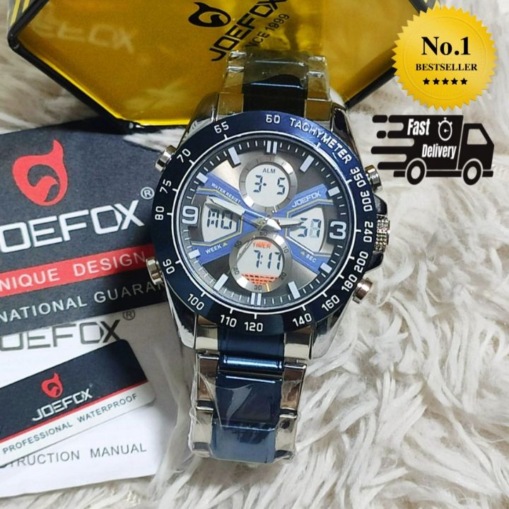 Top Seller Men's JOEFOX DUALTIME Metal Series Casual Watch Super