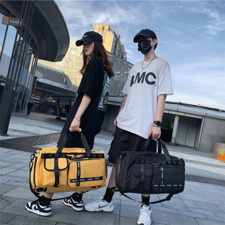 Waterproof Canvas Travel Bag Big Capacity Duffel Backpack Men Women Yellow Grey Black Pink Lazada PH