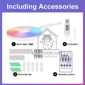 5M/3M RGBIC Light Strip Neon Light Bluetooth LED Neon Music Sync Strip IP67 Waterproof