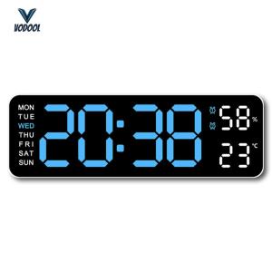 Adjustable Electronic Alarm Temperature-Humidity-Week Intelligent Digital Wall Clock Wall Desk Alarm Clock for Home Technology [Vodool Center]