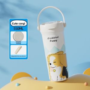 URBAG 550มล. แก้วน้ำสุญญากาศ ความจุขนาดใหญ่ ลูกสุนัขแมวการ์ตูน ขวดน้ำร้อน น่ารัก ป้องกันการรั่วซึม แก้วกาแฟ นักเรียน