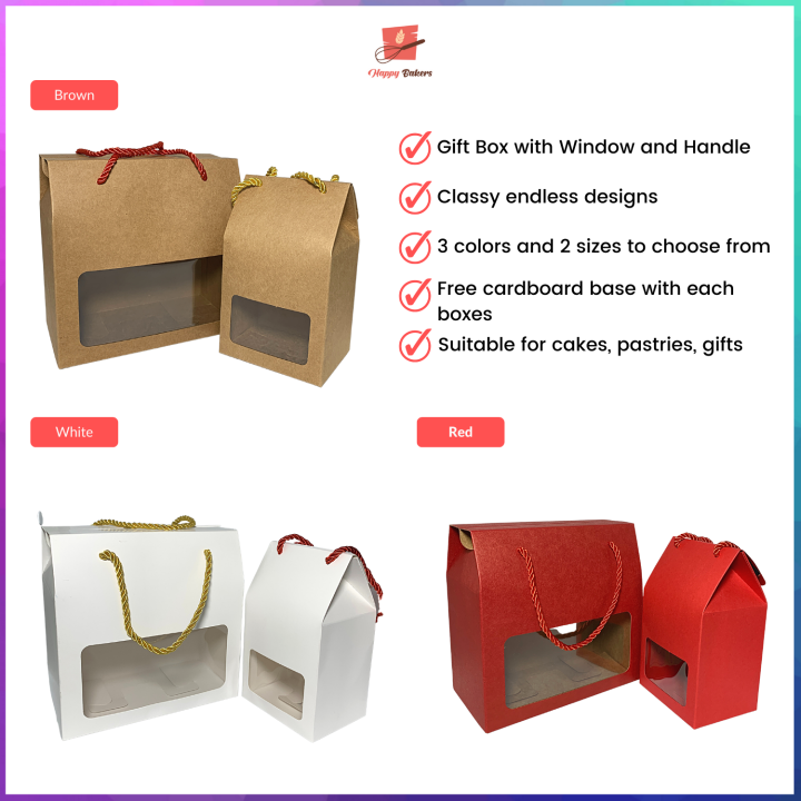 Window Gift Box With String Gift Box With Window And String | For Gift Desserts Cakes Brownies ...
