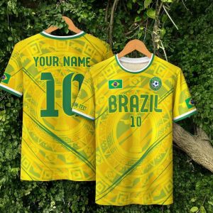 [Local Stock] VCC Brazilian Jerseys Pattern T-Shirt For Men Customized 3D Printed T Shirts Fashion Round Neck Casual Short Sleeve Loose Tees Tops