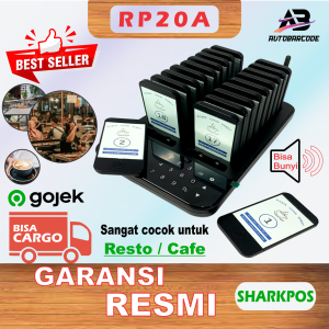 Mesin Antrian Restoran / Resto Cafe Sharkpos RP20A Popular Wireless Guest Paging System Kasir Alarm Bunyi - Hitam RP 20 A
