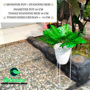 DAUN MONSTERA BESAR BUNGA PLASTIK POT STANDING BESI DEKORASI RUMAH MURAH DEKORASI TANAMAN DAUN ARTIFISIAL MURAH BAYAR DI TEMPAT