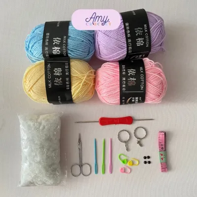 Set 09 món nguyên liệu móc len cơ bản combo móc len cho người mới bắt đầu