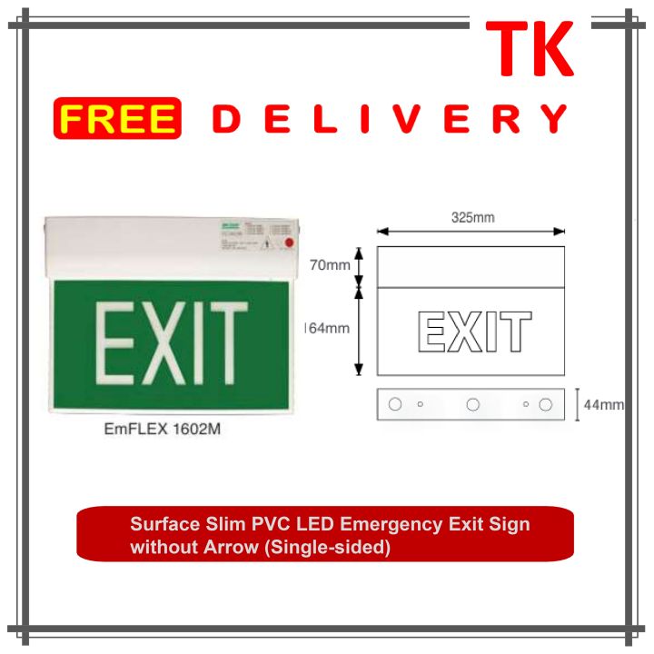 Surface Slim PVC LED Emergency Exit Sign without Arrow (Single-sided ...