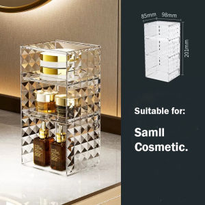 Makeup Organizer with Brush Holder Clear Drawer Stand for Lipsticks Eyeshadow Nail Polish Jewelry Skincare