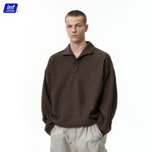 Lạm Phát Thương Hiệu Ý Một Mảnh Áo polo có cổ 2025 Mùa Thu Sản Phẩm Mới Tiền Cũ Phong Cách Lỏng Lẻo Giản Dị Cổ Áo Tay áo dài T-Shirt