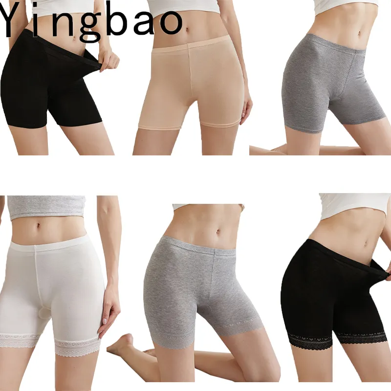 Yingbao 30-80kg Modal Lace Safety Short Inner Pants Legging Plus Size Women  Ladies Shorts Black White Grey Underwear Panties