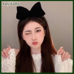 ruyifang ที่คาดผมผูกปมโบว์สีดำหวานอารมณ์หรูหราแถบคาดศีรษะแฟชั่นสไตล์เกาหลีเครื่องประดับผมเด็กผู้หญิง
