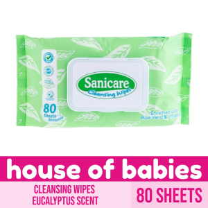 Sanicare Cleansing Wipes 80 Sheets - Eucalyptus Scent