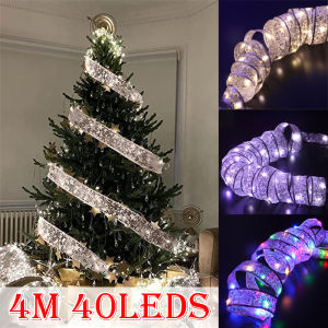 4M Christmas Fairy String Lights Glowing Ribbon Christmas Tree Decoration Weddings Holiday Xmas Party Home Decor