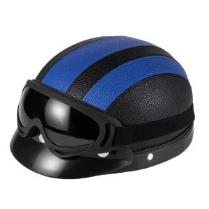 Vintage for Harley Leather Helmet for Men Women Winter Warm Universal Lightweight Half Helmet Electric Bicycles Great Gift Set2026
