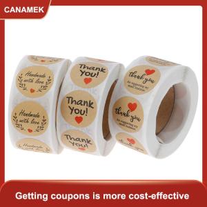 【CANAMEK 】 500pcs Thank You Stickers Seal Labels Round Paper Label sticker for Decoration