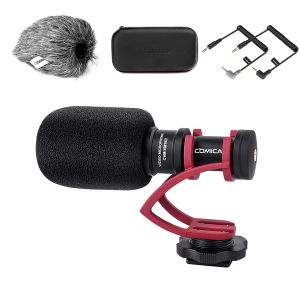 Camera MicrophoneComica CVM-VM10 II Professional Video Microphone with Shock Mount DeadcatCompact On-Camera Mic Compatible with Samsung Huawei Xiaomi iPhone 15 DSLR Camera