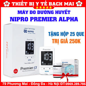 NIPRO PREMIER ALPHA - Máy Đo Đường Huyết + 25 Que Thử Chính Xác Cao 998%
