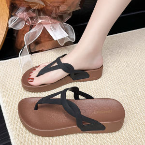 LFTSHUOES Korean Slippers For Women Flip Flops Fashion Casual Cross-Strap Beach Sandals For Women