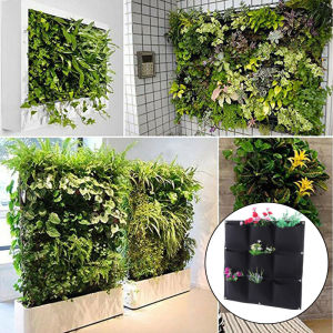 Gantungan Bunga Hias Tanaman Dekorasi Dinding Vertical Garden 9 Slot - Hitam
