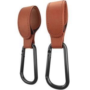 GLOWLITE Rotatable Portable Hanging Bags PU Leather Stroller Accessories Cart Organizer Stroller Hooks Clips Baby Bag Stroller Hook Pram Hook