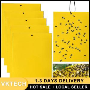 ชุดแผ่นดักแมลงหวี่และแมลงวันผลไม้ 30/50/100 ชิ้น แบบเหนียวสองด้าน ขนาด 8x6 นิ้ว สำหรับใช้ในสวนและบ้าน