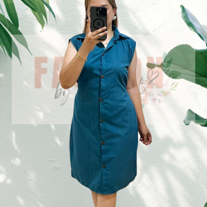 MAR-BEL Casual Front Button Down Dress Sleeveless Korean Elegant Outfit for Women Plus Size with Pockets